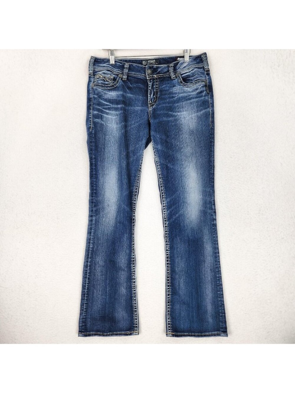 Silver Jeans Jeans Womens 33 Suki Mid Rise Slim Bootcut Distressed Stretch
